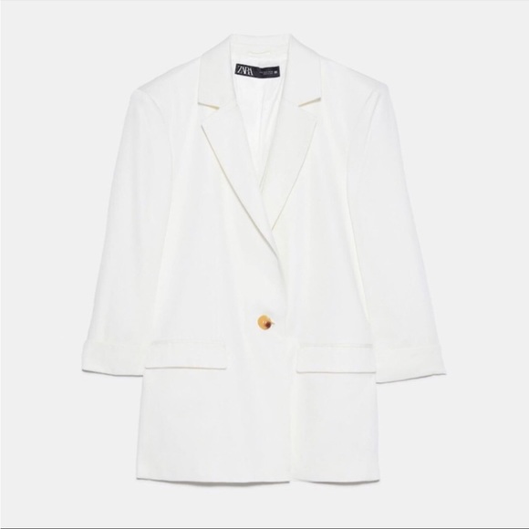 ZARA One Button Blazer White - Picture 3 of 11